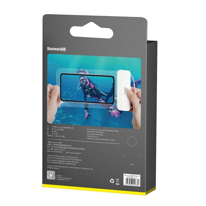 Baseus custodia universale impermeabile per telefono (max 7,2``) per piscina dall&#39;acqua IPX8 rosa (ACFSD-D24)